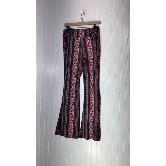 No Boundaries Paisley Stripe Flare Pants XL Boho Festival Y2K Stretch - Picture 2 of 4